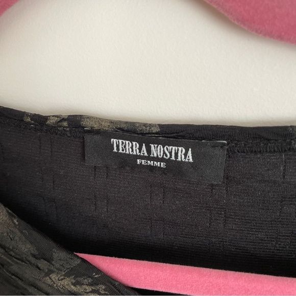 Vintage Y2K printed stretch top with mesh ‎ panel small - Picture 7 of 8